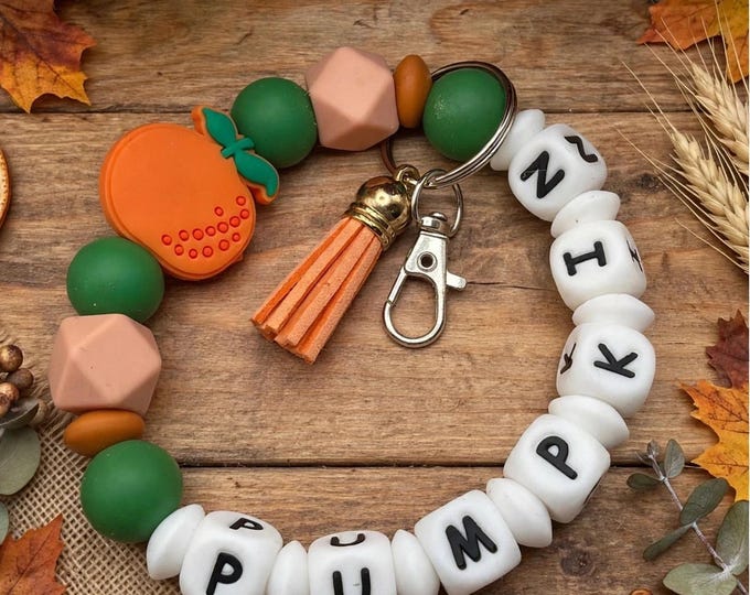 Pumpkin Wristlet/Keychain | Halloween Wristlet | Halloween Key Chain