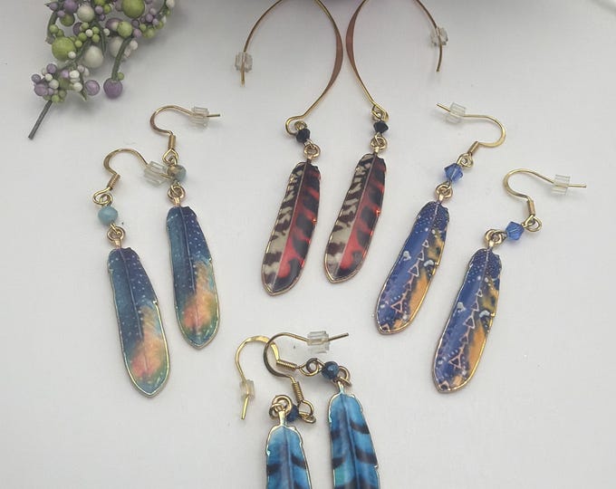 Feather Earrings | Bohemian earrings | Enamel feather earrings |  Boho earrings