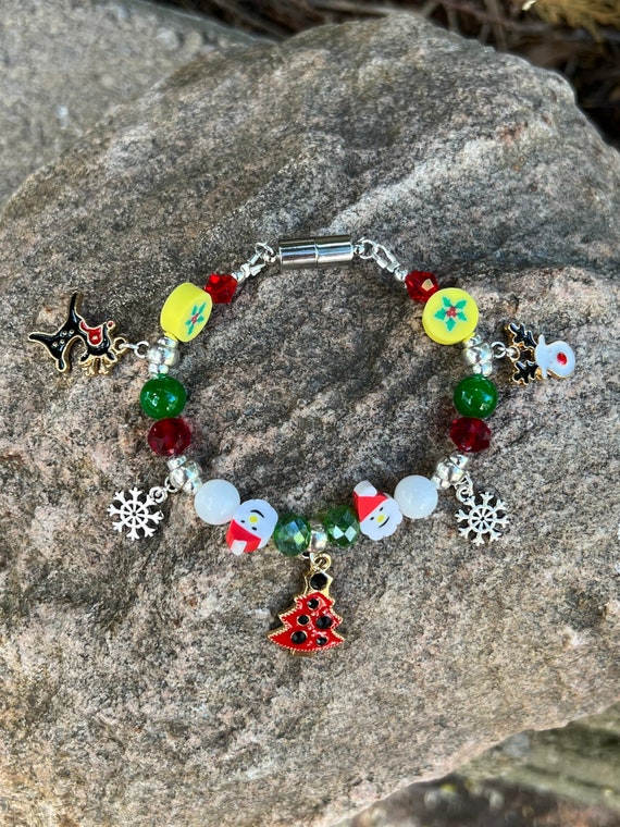 Enamel Christmas Charms Bracelet w/magnetic clasp