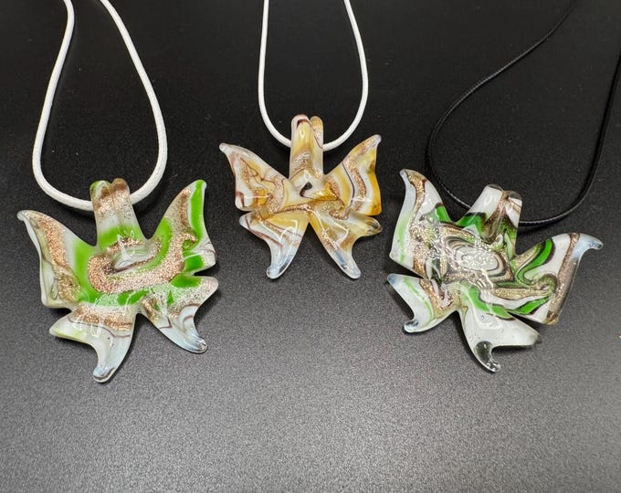Butterfly Pendant Necklace | Lampwork Glass Butterfly | Glass Butterfly Pendant Necklace