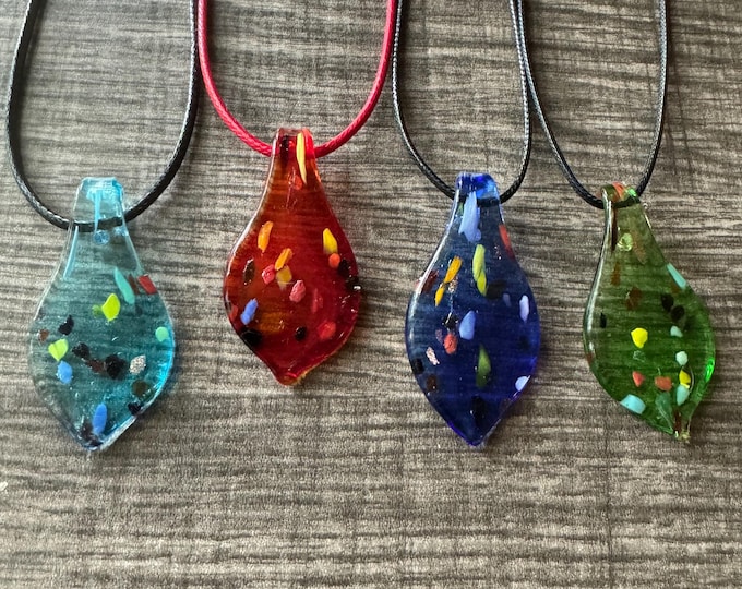 Lampwork Glass Leaf Pendant (Small) | Glass Leaf Pendant Necklace
