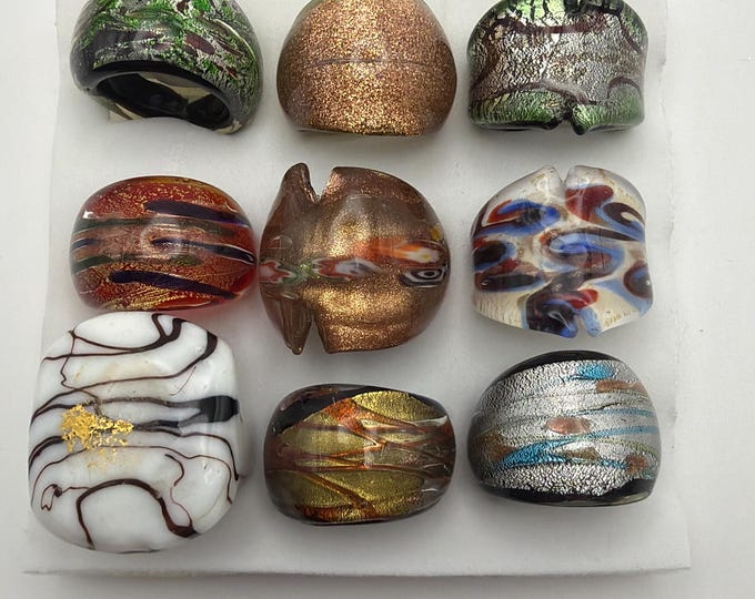 Size 8 - Assorted Glass Rings - Millefiori Glass Rings | Murano Glass Inspired Glass Rings