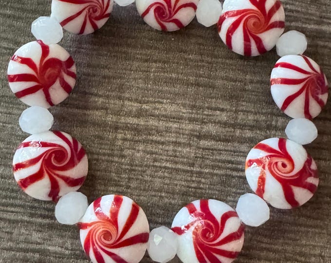 Peppermint Bracelet | Lampwork Peppermint Bracelet