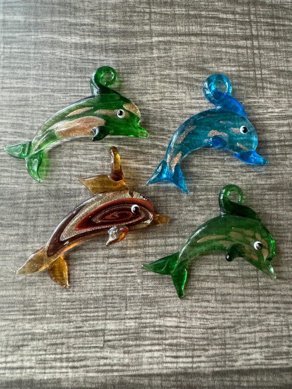 Dolphin Pendant Necklace | Lampwork Glass Dolphin Pendant Necklace