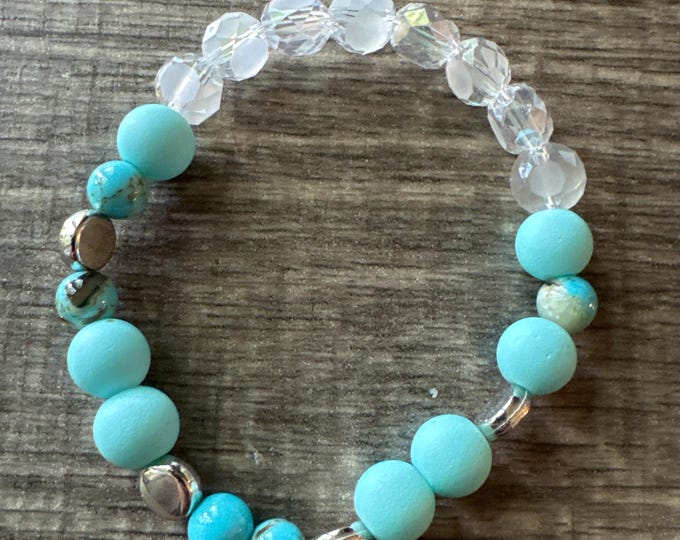Chrysocolla Gemstone Stretch bracelet | Beaded bracelet | Morse Code  - Admire | Message in a Bracelet  | Quote Bracelet