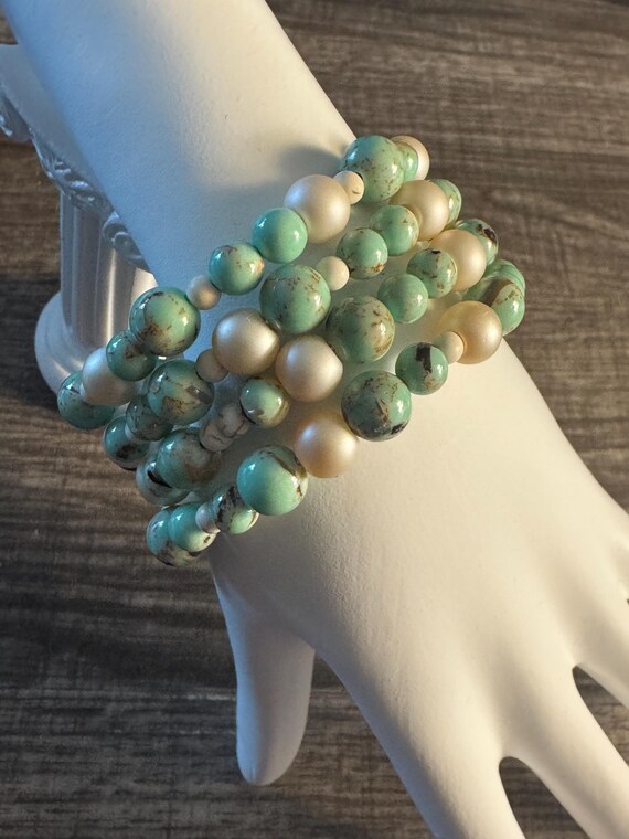 Green Jasper Bead Memory Wire Bracelet | Memory Wire Bracelet