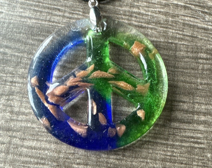 Peace Sign Lampwork Pendant Necklace