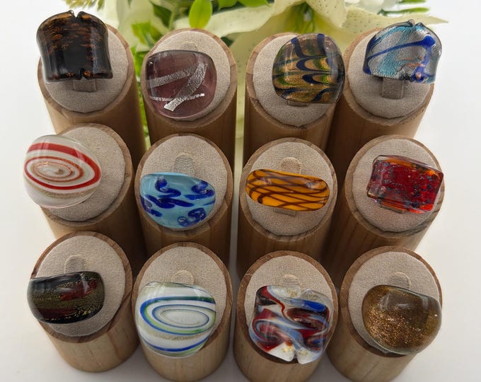 Size 8 1/4 - Lampwork Glass Rings | Assorted Glass Rings | Murano Glass Inspired Glass Rings