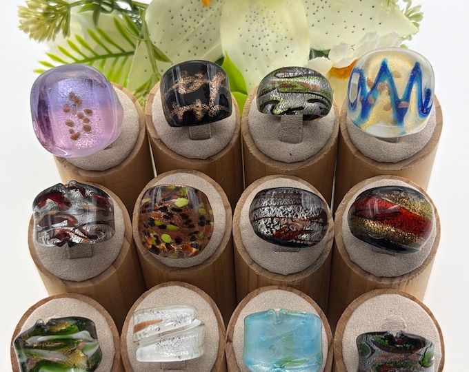 Size 8 * Lampwork Glass Rings | Assorted Glass Rings | Murano Glass Inspired Glass Rings