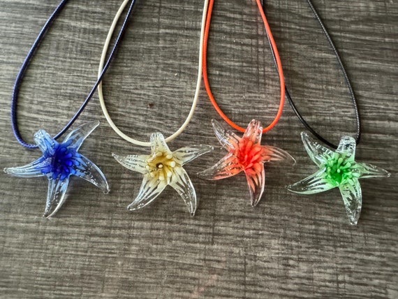 Luminous Glass Starfish | Starfish Pendant Necklace | Starfish Jewelry | Glass Starfish Pendant