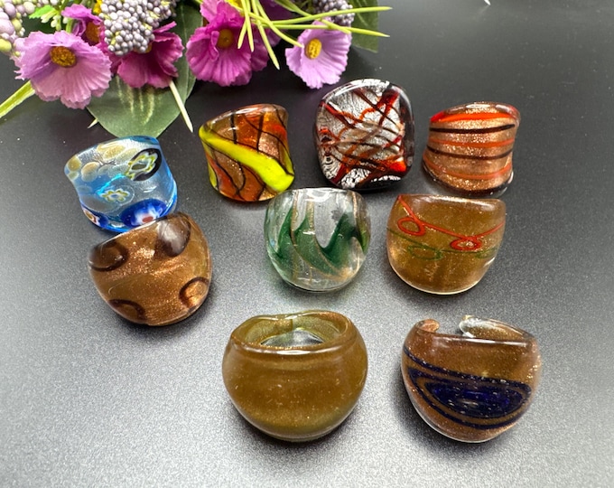 Size 8 - Assorted Glass Rings - Millefiori Glass Rings | Murano Glass Inspired Glass Rings