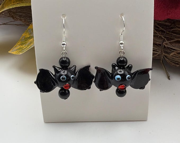 Bat Earrings | Lampwork Bat Earrings | Lampwork Glass Bat Earrings
