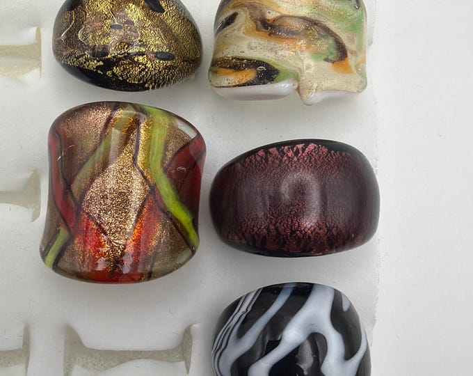 Size 8 - Assorted Glass Rings - Millefiori Glass Rings | Murano Glass Inspired Glass Rings