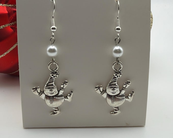 Silver Snowman Earrings | Christmas Earrings | Stocking Stuffers