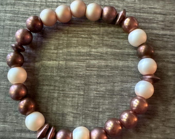 Copper Stretch Bracelet | Beaded bracelet | Morse Code Bracelet - Fighter | Message in a Bracelet | Quote Bracelet