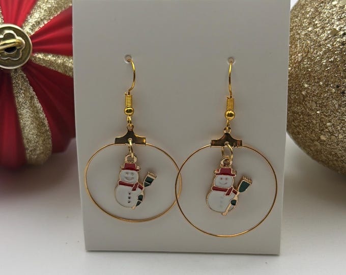 Snowman Hoop Earrings | Christmas Earrings | Stocking Stuffers