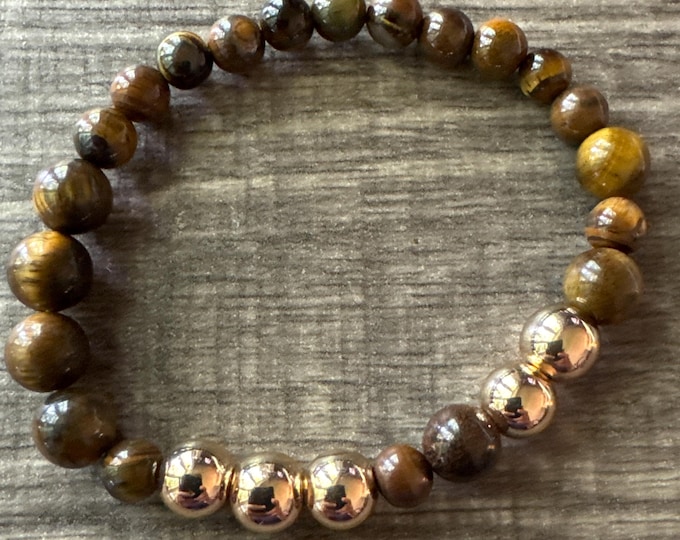 Brown Tiger Eye Stretch Bracelet | Gemstone Bracelet | Beaded bracelet | Morse code - Hope | Message in a Bracelet | Quote Bracelet