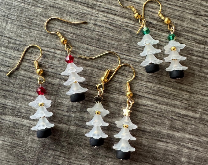 Christmas tree earrings | White Christmas trees