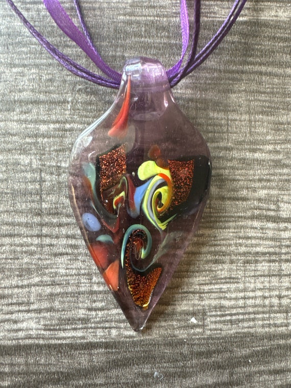 Purple Leaf Pendant | Glass Leaf Pendant Necklace