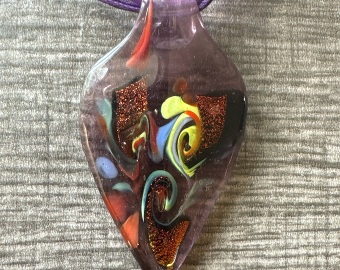 Purple Leaf Pendant | Glass Leaf Pendant Necklace