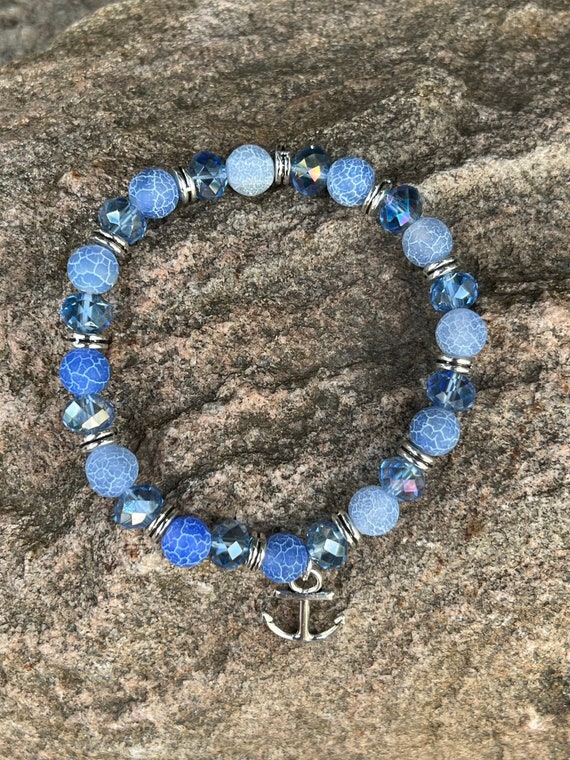 Anchor Charm Beaded Bracelet