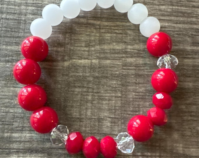 Red Coral and Moonstone gemstones | Stretch Bracelet | Beaded bracelet | Morse code - Hope | Message in a Bracelet | Quote Bracelet |