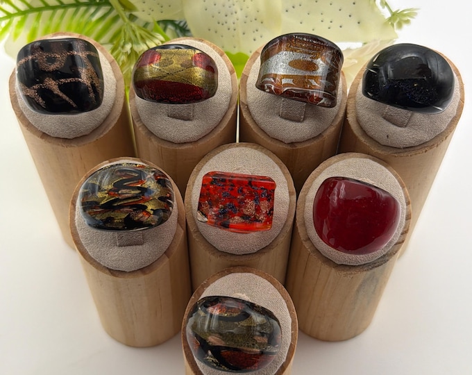 Size 8 1/4 **NEW**Lampwork Glass Rings | Assorted Glass Rings | Murano Glass Inspired Glass Rings