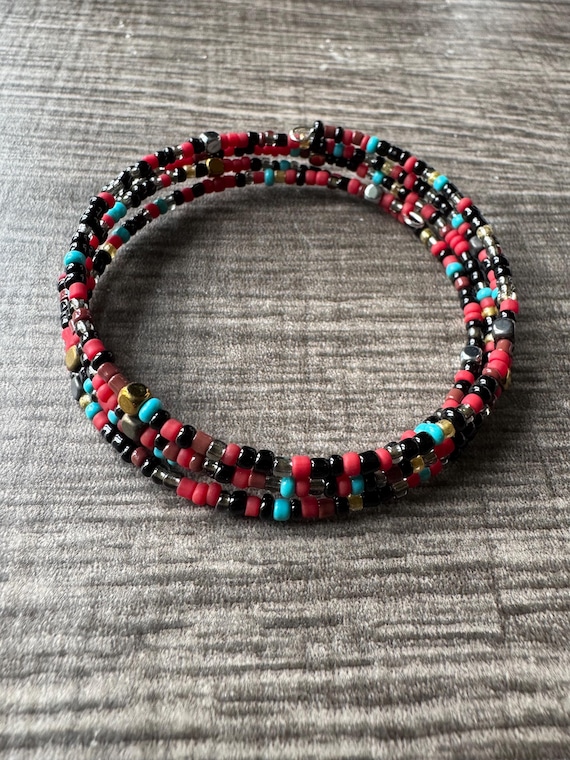 Seed Bead Memory Wire Bracelet