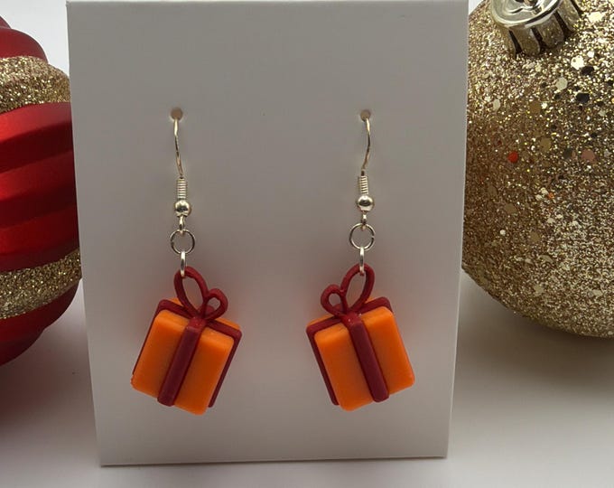 Present Earrings | 3D Printed Present Earrings | Holiday Earrings | Stocking Stuffers