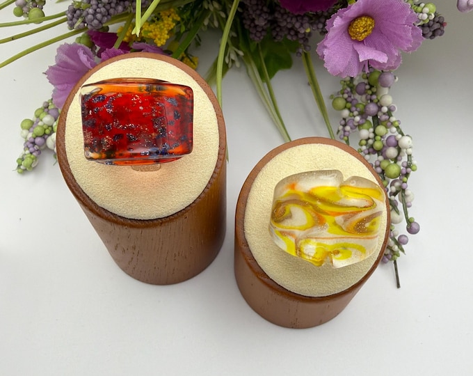 Size 8 1/4 - Lampwork Glass Rings | Assorted Glass Rings | Murano Glass Inspired Glass Rings