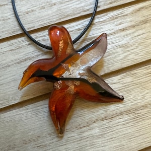 Red Starfish Pendant | Lampwork Glass Starfish | Starfish Pendant Necklace