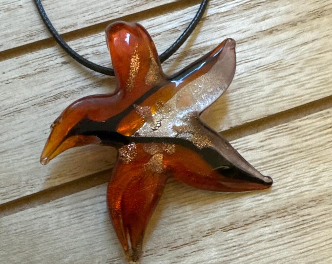Red Starfish Pendant | Lampwork Glass Starfish | Starfish Pendant Necklace