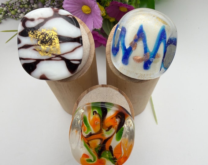 SIZE 8 1/4: Chunky Glass Rings | Statement Rings | Lampwork Glass Rings | Murano Inspired Glass Rings | Assorted Glass Rings