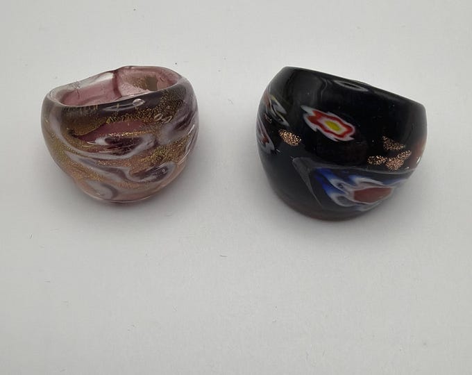Size 7  - Assorted Glass Rings  | Murano Glass Inspired Glass Rings