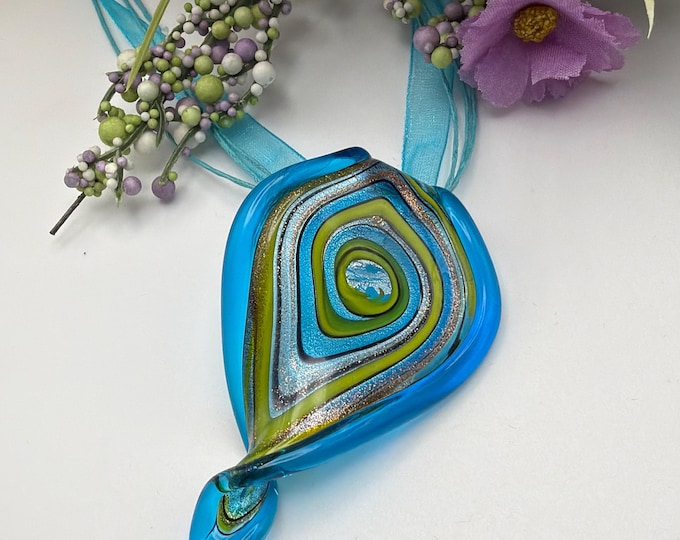 Murano Inspired Glass Leaf Pendant Necklace |  Leaf Pendant Necklace | Lampwork Glass Leaf Pendant | Lampwork Glass Leaf Pendant