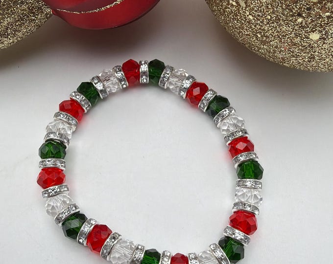 Holiday Bracelet | Christmas Bracelet | Faceted Bead Bracelet