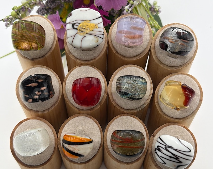 Size 8 - Assorted Glass Rings - Millefiori Glass Rings | Murano Glass Inspired Glass Rings