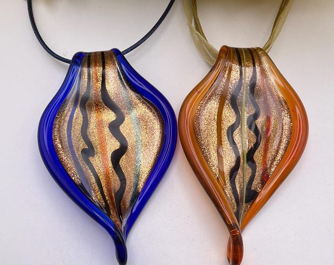 Leaf Pendant Pendant | Murano Inspired Glass Leaf | Lampwork Glass Pendant Necklace