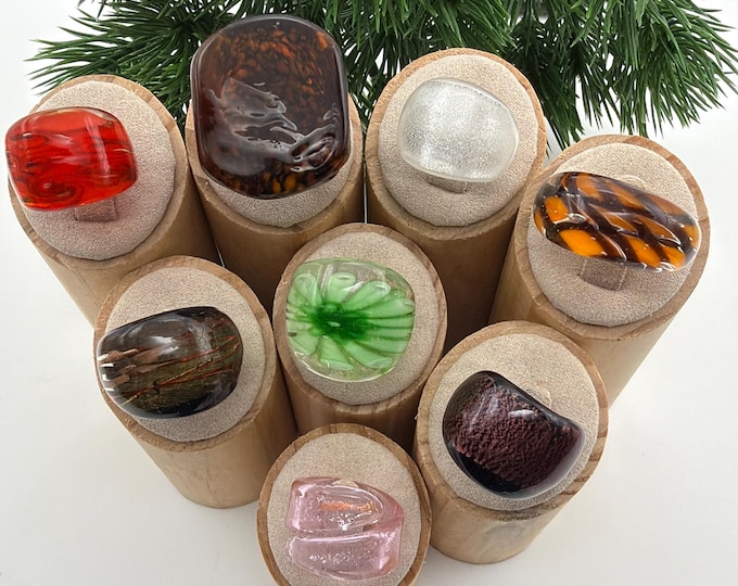 Size 6 * Lampwork Glass Rings | Assorted Glass Rings | Murano Glass Inspired Glass Rings