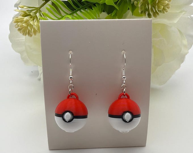 Poke Earrings | 3D Printed Poke Ball Earrings | Stocking Stuffers