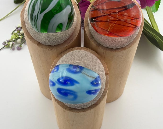 Size 9 3/4 - Lampwork Glass Rings | Murano Inspired Glass Rings | Assorted Glass Rings