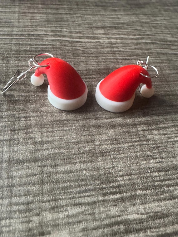 Santa Hat Earrings | 3D Printed