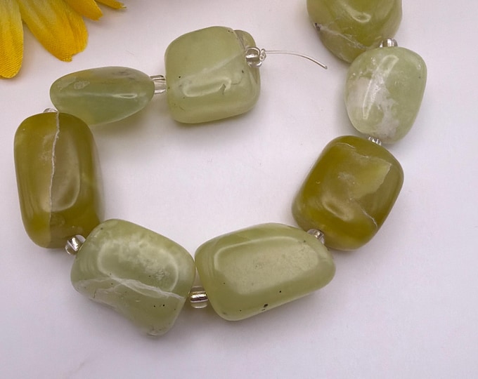 Serpentine Chunky Bead Strand | Beads for Crafting | Freeform Serpentine Beads