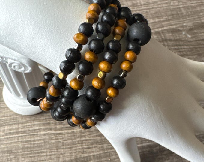 Black/Brown Bead | Morse Code | Memory Wire Bracelet | Message in a Bracelet | Beaded Bracelet | Support Bracelet