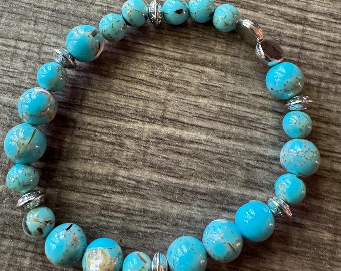 Turquoise Howlite Stretch Bracelet | Beaded bracelet | Morse code - Support | Message in a Bracelet | Quote Bracelet