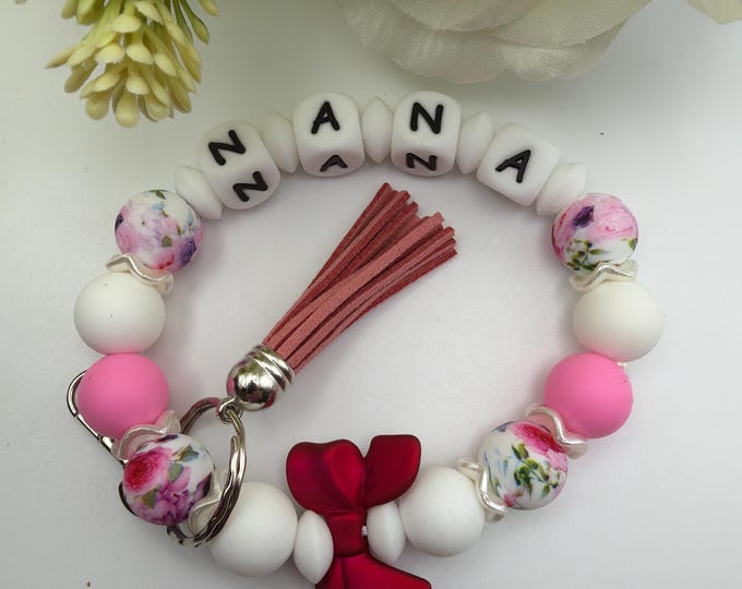 Nana Silicone Bead Wristlet Keychain | “NANA” Wristlet/Keychain