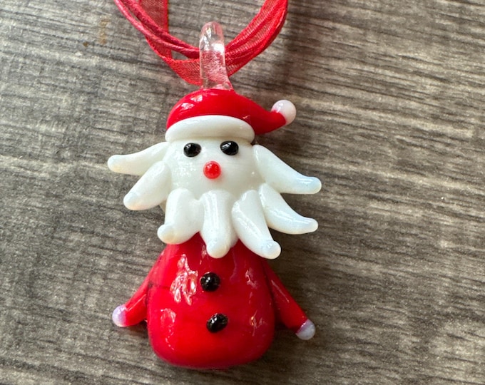 Santa Claus Pendant | Lampwork Glass Santa