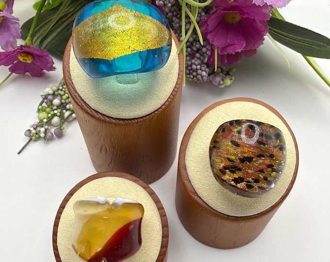 Size 5 1/4 - Lampwork Glass Rings | Assorted Glass Rings | Murano Glass Inspired Glass Rings
