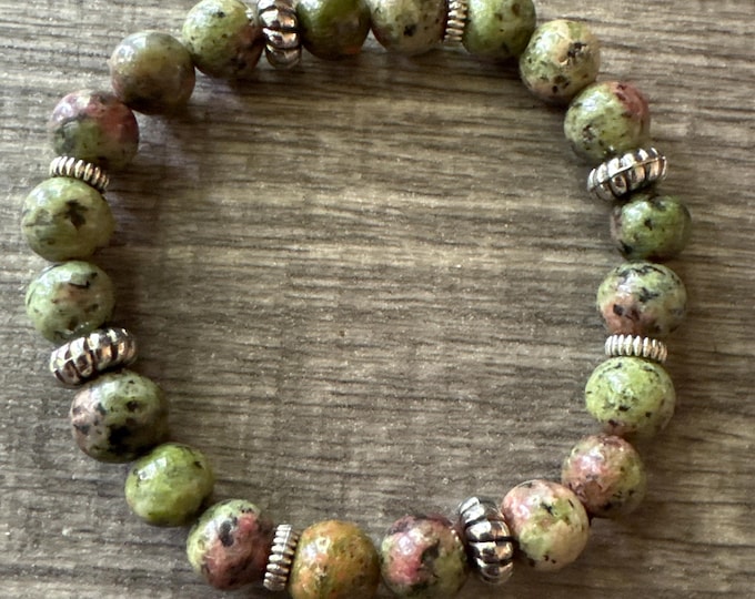 Unakite Stretch Bracelet | Gemstone Bracelet | Beaded Bracelet