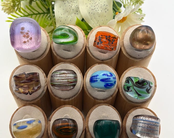 Size 6 3/4 * Lampwork Glass Rings | Assorted Glass Rings | Murano Glass Inspired Glass Rings